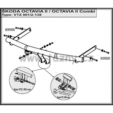 Tažné zařízení Škoda Octavia II. combi i 4x4 r.v. 06/2004 - 2013